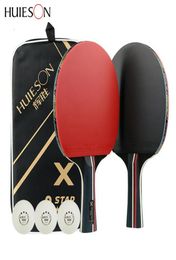 Table Tennis Raquets Huieson 3 estrellas Bat Raquetas de madera pura colocada Pong Pong con bolas de caja tenis raquete flcs potencia4735679