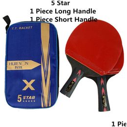 Tabel tennis Raquets Huieson 56 STAR 2PCS Verbeterde koolstofracket Set Super Powerf Pong Bat voor ADT Club Training 220914 Drop Lever Dhmia