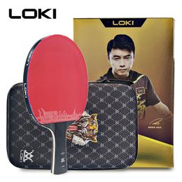 Raquetes de tênis de mesa loki eseries raquete profissional lâmina carbono ping pong paddle alta borracha elástica 230821 230920