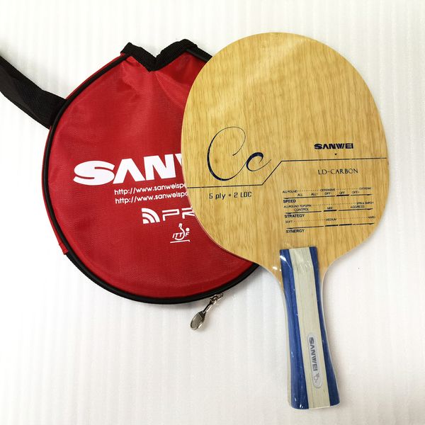 Raquetas de tenis de mesa Original SANWEI CC Blade 5 madera y 2 carbono para entrenamiento fuera de Ping Pong con bolsa Tenis de Mesa 230822