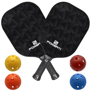 Raquetas de tenis de mesa, juego de paleta y pelota de Pickleball, raqueta de Pickle de superficie de fibra de carbono, 2 paletas con 4 bolas