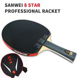 Tafeltennis Raquets SANWEI 8 ster T5000 Koolstofvezel Professionele Racket ping pong Racket sturen cover case 230925