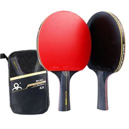 Raquetas de tenis de mesa Raqueta de tenis de mesa 2 piezas Juego de raqueta de ping pong profesional de 6 estrellas Espinillas de goma Paleta de murciélago de hoja de alta calidad con bolsa 231207