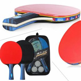 Raquettes de tennis de table Raquette d'entraînement courte poignée longue étudiant Ping Pong Paddle 2 pagaies avec 3 balles de ping-pong sac de rangement 230911