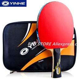 Tafeltennis Raquets Yinhe 9 Star Racket Galaxy 5 Wood2 Carbon Off Pipsin Rubber Table Tennis Rackets Ping Ping Pong Bat 230307