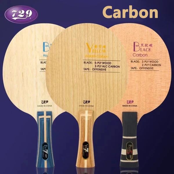 Caoutchoucs de Tennis de Table Original 729 amitié jaune lame ALC 5 bois 2 Arylate carbone professionnel Ping Pong bleu Offensive 231114