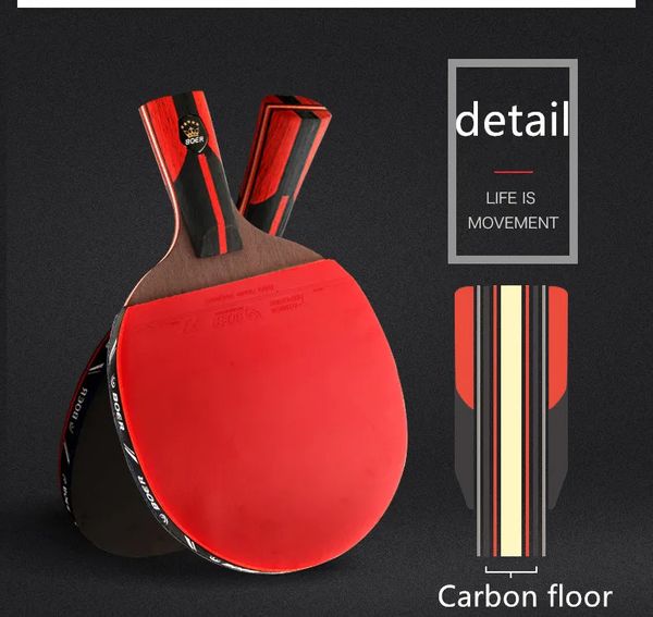 Caoutchoucs de Tennis de Table lame noire de qualité supérieure en carbone S6 Bat professionnel avec raquette de Ping-Pong en caoutchouc Paddle 231114