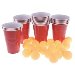 Ensembles de tennis de table Beer Pong Drinking Game Set 24 Cups Balls for Entertainment and 230719