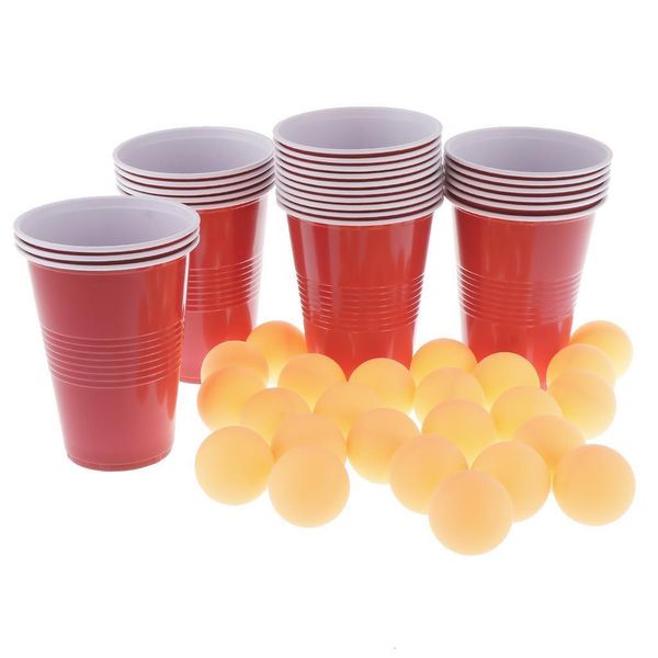 Juegos de tenis de mesa Juego de beber Beer Pong 24 Copas Pelotas para entretenimiento y 230719
