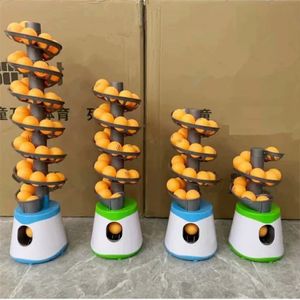 Tafeltennissets Verbeterde draagbare tafeltennisbalwerper Versie met dubbele voeding Pingpongbal Robot Pitching Machine voor trainers 231109