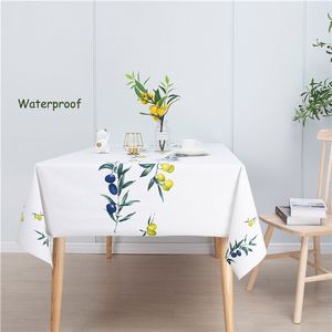 Tafelkleed Waterdichte Olieproof Cover Moderne Pastorale Groene Bladeren Gedrukt Rechthoekig Bruiloft Dining Tea Doek 210626