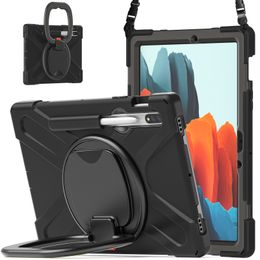 Tablet -hoesjes voor Samsung Tab S7/S8 11 inch T870/x700 met 360 graden roteerbare vouwbare handgreep standstand ontwerp schokbestendige anti valbeveiligingsafdekking schouderband