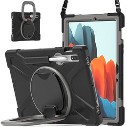 Fundas para tabletas para Samsung Tab S7/S8 T870/X700 con mango plegable giratorio de 360° y diseño sin portalápices anticaídas a prueba de golpes