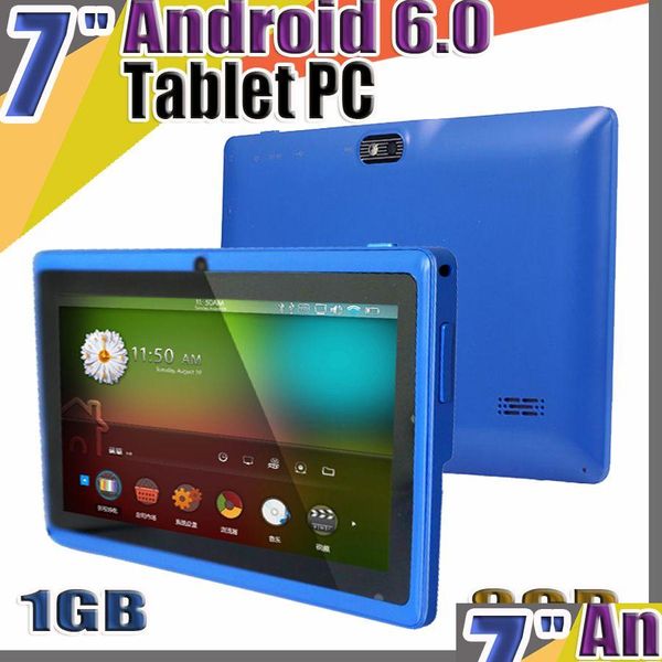Tablette PC 168 Allwinner A33 Quad Core Q88 Q8 Double caméra 7 7 pouces Sn capacitif Android 6.0 1 Go / 8 Go Wifi Play Store Flash Drop Livraison Dhbuq