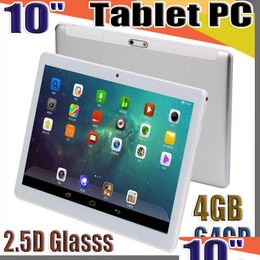 Tablet PC 168 Alta calidad 10 pulgadas Mtk6580 2.5D Glasss Ips Capacitivo Touch Sn Dual Sim 3G Gps Android 6.0 Octa Core 4Gb 64Gb Drop Del Dhlqo