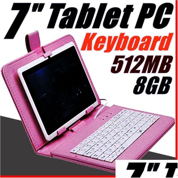 Tablette PC 168 Q88 7 pouces Android 4.4 Allwinner A33 écran capacitif Quad Core 512 Mo 8 Go double caméra externe avec clavier A-7Pb Drop Del Dhhpb