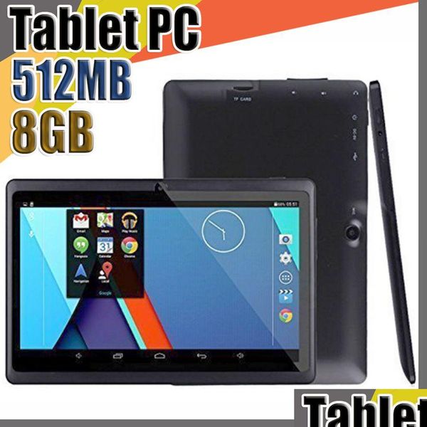 Tablette PC 7 pouces capacitif Allwinner A33 Quad Core Android 4.4 double caméra 8 Go de RAM 512 Mo Rom Wifi Epad Youtube Facebook Drop Delivery Dha2S