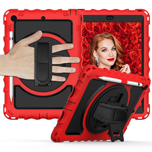 Tablet PC Funda de silicona para iPad Pro 11 Amazon Fire HD8 Samsung A7 10.4 Soporte giratorio de 360 grados A prueba de golpes Anti caída Cubierta protectora de tres pruebas