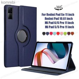 Tablet PC-hoesjes Tassen 360 graden draaibare hoes voor Redmi Pad SE 11 10.6 Stand Cover Mi Pad 5 6 Pro 11 Inch PU-lederen tabletbeschermhoesL240217