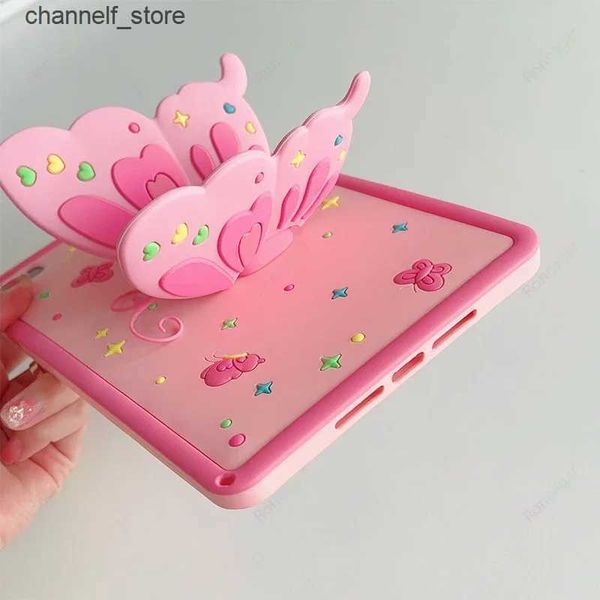 Étuis pour tablette PC Sacs Coque papillon 3D adaptée à l'iPad 9e 8e 7e génération 102 2021 2020 2019 iPad AirPro 105109pro11Mini coque en silicone pour enfantsY240321Y240