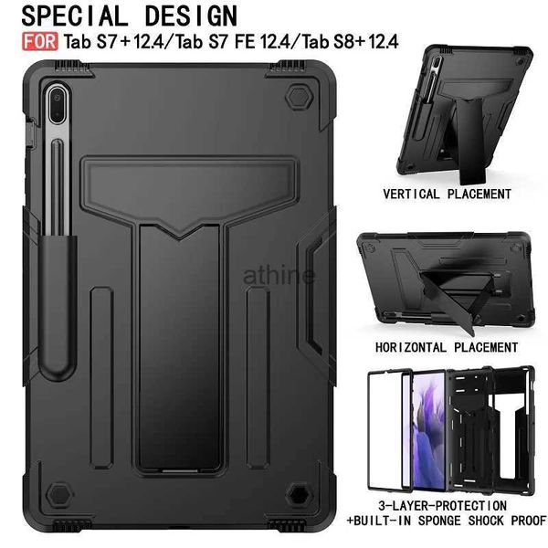 Fundas para tabletas PC Bolsas Funda para Samsung Galaxy Tab S8 11 Plus 12.4 S7 FE Funda para tableta SM-T970 T870 T730 X700 X800 Híbrido a prueba de golpes con soporte para S Pen YQ240118