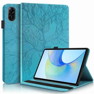 Tablet PC-hoesjes Tassen Reliëf lederen flip-hoes voor Honor Pad X9 X8 Pro 11.5 2023 Kaartsleuf Handriem Penetui Schokbestendige tabletbeschermhoes YQ240118