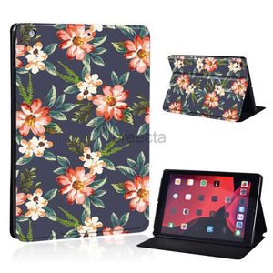 Tablet PC -cases Tassen Bloemdrukomslag voor iPad 9e 10.2 Case voor iPad 8e 7e generatie PU lederen tablethoes voor iPad 2 3 4 Gen 9.7/Mini 4 5 6 240411