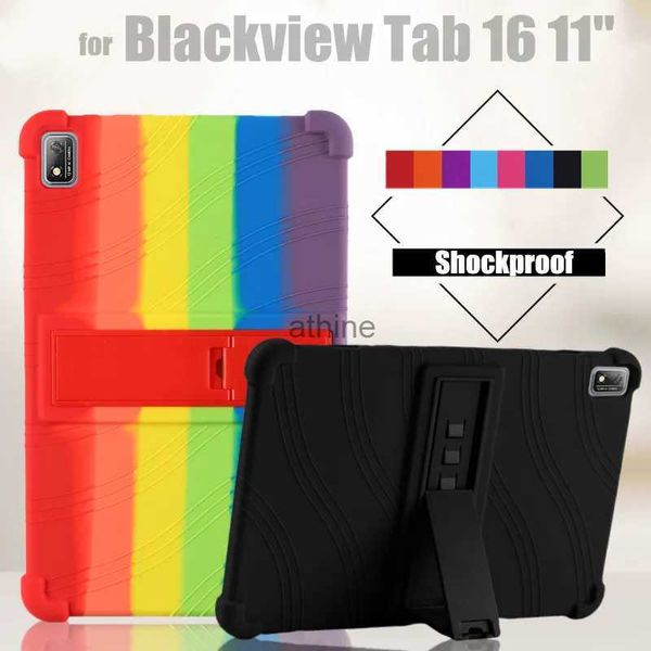 Étuis pour tablette PC Sacs pour BlackView Tab 16 11 pouces 2023 Housse de protection pour tablette Tab16 Coque de support réglable en silicone souple YQ240118