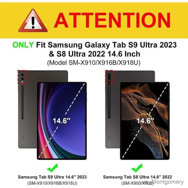 Cajas de tableta PC Bolsas para Galaxy Tab S8 Ultra 14.6 Plegable Plegable Cubierta inteligente para Galaxy Tab S9 Ultra 14.6 X910 X916 X918 Tableta de niños Verdes