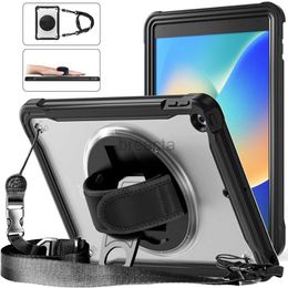 Tablet PC -cases Tassen voor iPad 10.2 2019 2020 2021 7e 8e 9e gen A2197 A2602 Case Kids Safe TPU + PC Shockproof Schouderband Stand Cover 240411