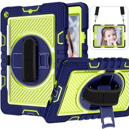 Tablet PC -cases Zakken voor iPad 10.2 2019 2020 2021 7e 8e 9e gen A2197 A2602 Case Rotable Hand Schouderriem Schokbestendige kinderen Safe Stand Cover 240411