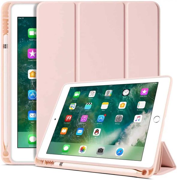 Tablet PC Cases Sacs pour iPad Air 2 Air 4 iPad Air 5 10.9 3 Cas de réveil pour iPad 10.2 Pro 10.5 9.7 Mini 5 4 avec porte-crayon Silicon Funda Cover 240411