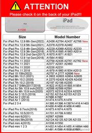 Casses de tablette PC Sacs pour iPad Air 5th 4th 10th 10.9 Case de tablette iPad Pro 11 12.9 Couverture Mini 6 7e 8e 9e 10.2 9,7 360 Accessoires de coque de rotation