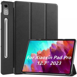 Tablet PC-behuizingen Tassen voor Lenovo Xiaoxin Pad Pro 12,7 inch 2023 TB-370FU Tri-opvouwbare standaard Smart Tablet Case voor Lenovo Tab P12 Case 12 7 Cover fundaL240217