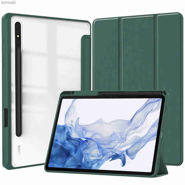 Étuis pour tablette Sacs pour Samsung Galaxy Tab S9 Plus 12.4 pouces 2023 étui acrylique Transparent couverture arrière pour tablette pour Tab S9 11 12.4 porte-crayon FundaL240217