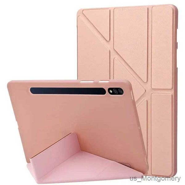 Cajas de PC de tableta Bolsas Fondo para Galaxy Tab S9 Fe Fe+ S7 Fe S7 Plus S9 Plus 12.4 Case de tableta Cubierta de silicona plegable para Galaxy Tab S8 Plus Case