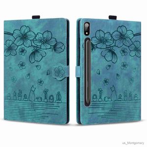 Cajas de tableta Bolsas Fondo para S9 Plus Case de tableta Cute Cubierta de soporte de billetera de patrón de gato de flores lindas para Galaxy Tab S9 Plus Case Case