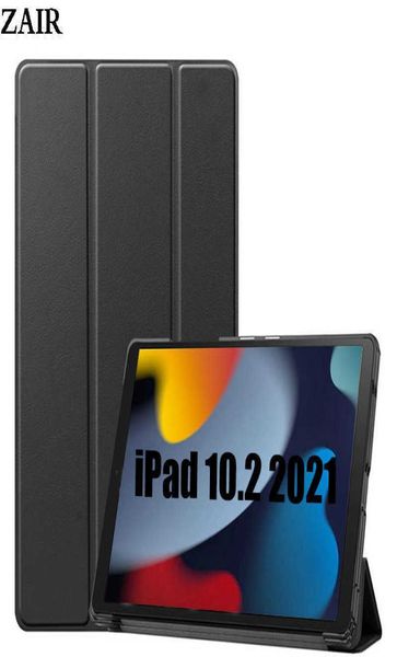 Étuis pour tablette PC sacs Funda ipad 102 2021 étui en cuir PU à trois volets ebook pour iPad 9 102 tablettes manchon 9e génération support Cover2358888