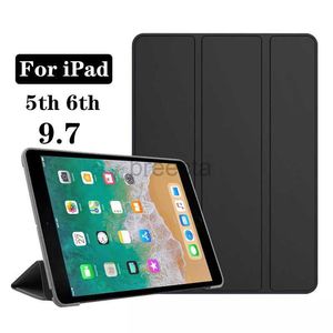 Tablet PC Cases Sacs Funda Sleep Wake Up for iPad 9.7 2017 2018 Cover Pu Leather Tri Fold Ebook Case pour iPad 5th 6th Gen A1822 A1823 A1893 A1954 240411