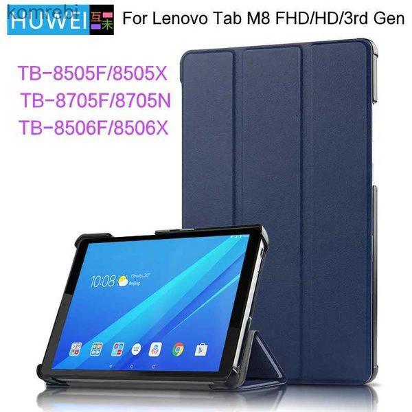 HUWEI Étui pour Lenovo Tab M8 3e génération FHD HD TB 8505F TB-8505X 8506F 8705F Housse en cuir PU avec support pour tablette Lenovo Tab M8L240217