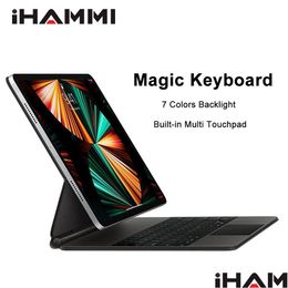 Tablet Pc-hoesjes Tassen Magic Keyboard voor Ipad Pro 11 10,9 12,9 inch Air 4 5 met Smart Toucad 7 kleuren achtergrondverlichting Leer Er Case Drop Ot7Lq