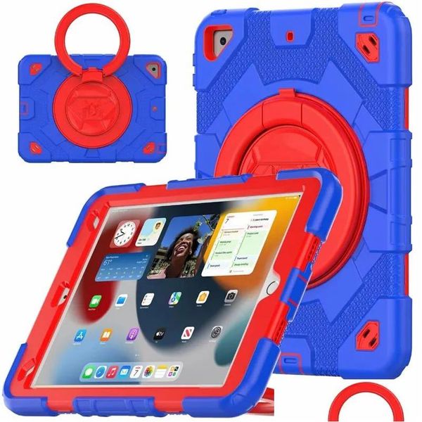 Tablet PC Cases Sacs mtifonction Kickstand iPad 3 en 1 Shell à carrique d'amortisseur 360 fl er sang