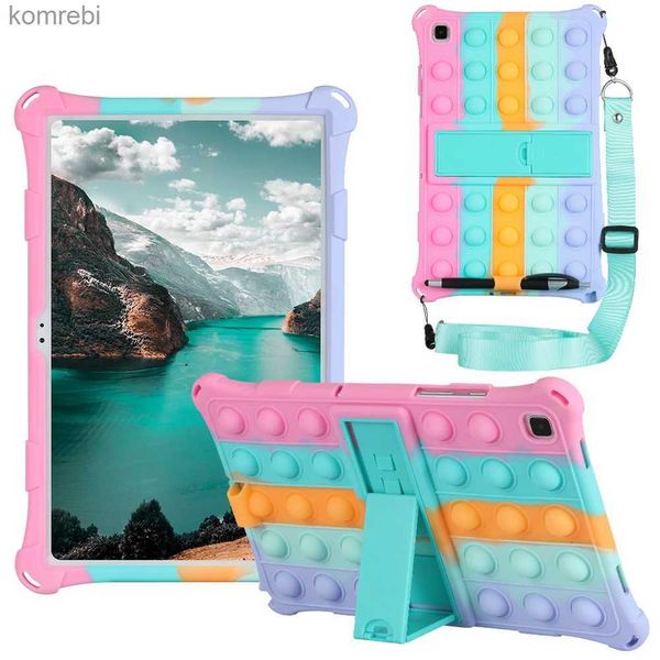 Étuis pour tablette PC Sacs Soft Bubble Kids Case pour Samsung Galaxy Tab A7 10.4 A8 10.5 SM-X200 Tablet Cover Tab S6 Lite S5E 10.5 S7 S8 11T870 Shell + StrapL240217