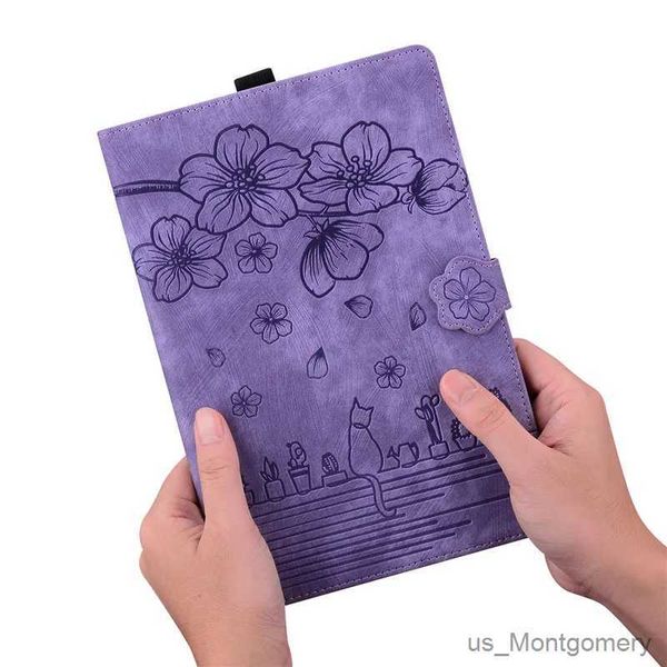 Tablette pc caisses sacs Cover sur tablette pour coussin de pad Se 11 pouces flip mignon chat fleur en relief support pour le coussin de la tablette de pad mid