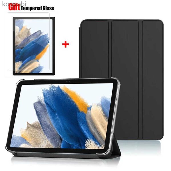 Étuis pour tablette PC Sacs Support de tablette Protection Flip pour Samsung Galaxy Tab A8 10.5 2021 Housse pour SM-X200 X205 Étui arrière à trois volets pour x200 FilmL240217