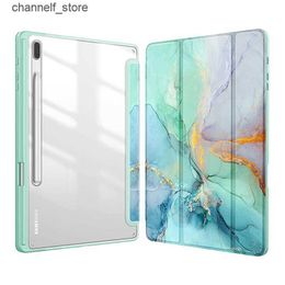 Étuis pour tablette PC Sacs Réveil avec porte-crayon pour Samsung Galaxy Tab S9 Plus Étui Transparent Couverture arrière Tab S7 S8 Plus FE 12.4 S6 lite 10.4 FundaY240321Y240321