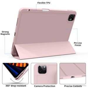 Tablet PC -cases Zakken Zoyu voor iPad Pro 11 inch 4/3/2e generatie met potloodhouder CaseFor ipad air 4/5th Gen 10.9 Mini 6 Trifold Stand Smart Case