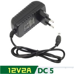 PABLET PC Chargers AC 100V-240V a DC 12V 2A 5.5 mm x 2.5 mm Conquitador Convertidor CARGO DEL CARGADOR DE CARGADO Adaptador de alimentación EU UK Au Drop entrega OTB4Y