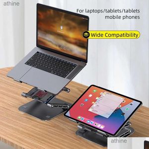 Supports pour tablette PC Support pour ordinateur portable en aluminium Allo Support pour ordinateur portable pliable pour le livre Support de pliage portable Support de refroidissement Drop Delivery Otq8Z