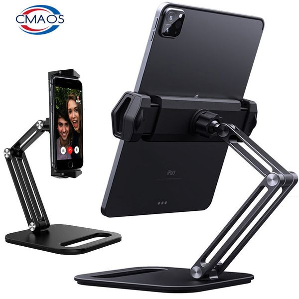 Supports pour tablette PC Support de tablette en alliage d'aluminium à bras long Support pliable réglable pour iPad Support ergonomique rotatif à 360 ° pour tablette et téléphone 230826